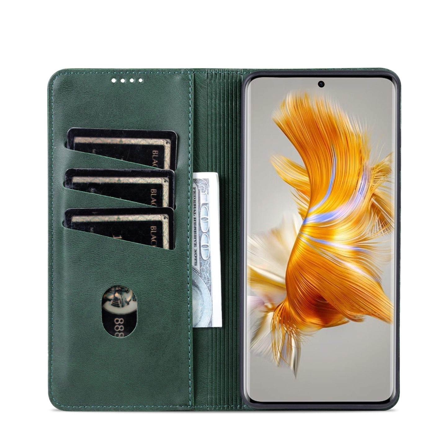 Huawei Mate 50/Mate 50E Leather Wallet Case with Card Holder & Magnetic Closure