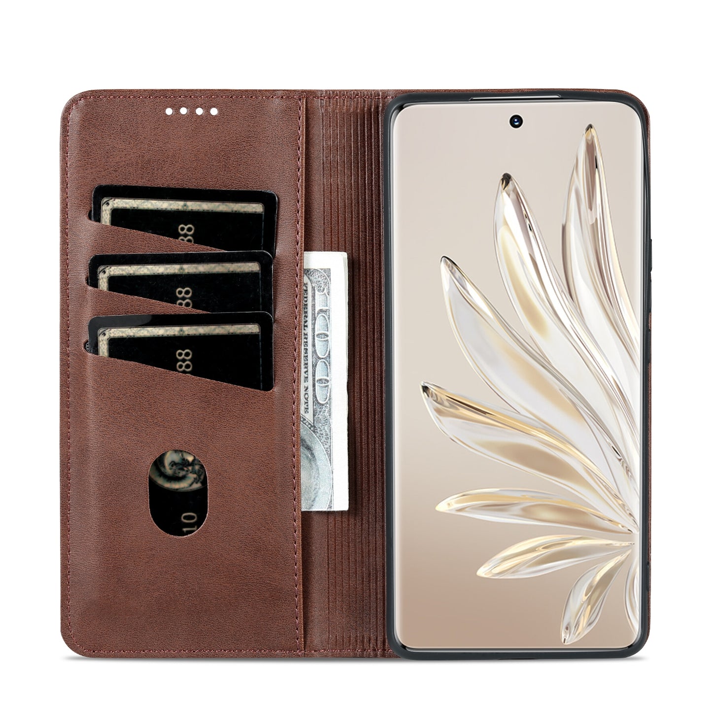 Honor 80 Pro Leather Wallet Case with Card Holder & Magnetic Closure