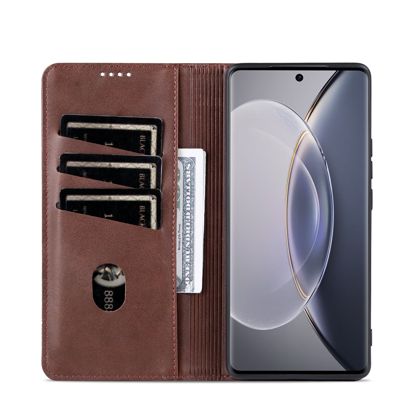 Vivo X90 Leather Wallet Case with Card Holder & Magnetic Closure