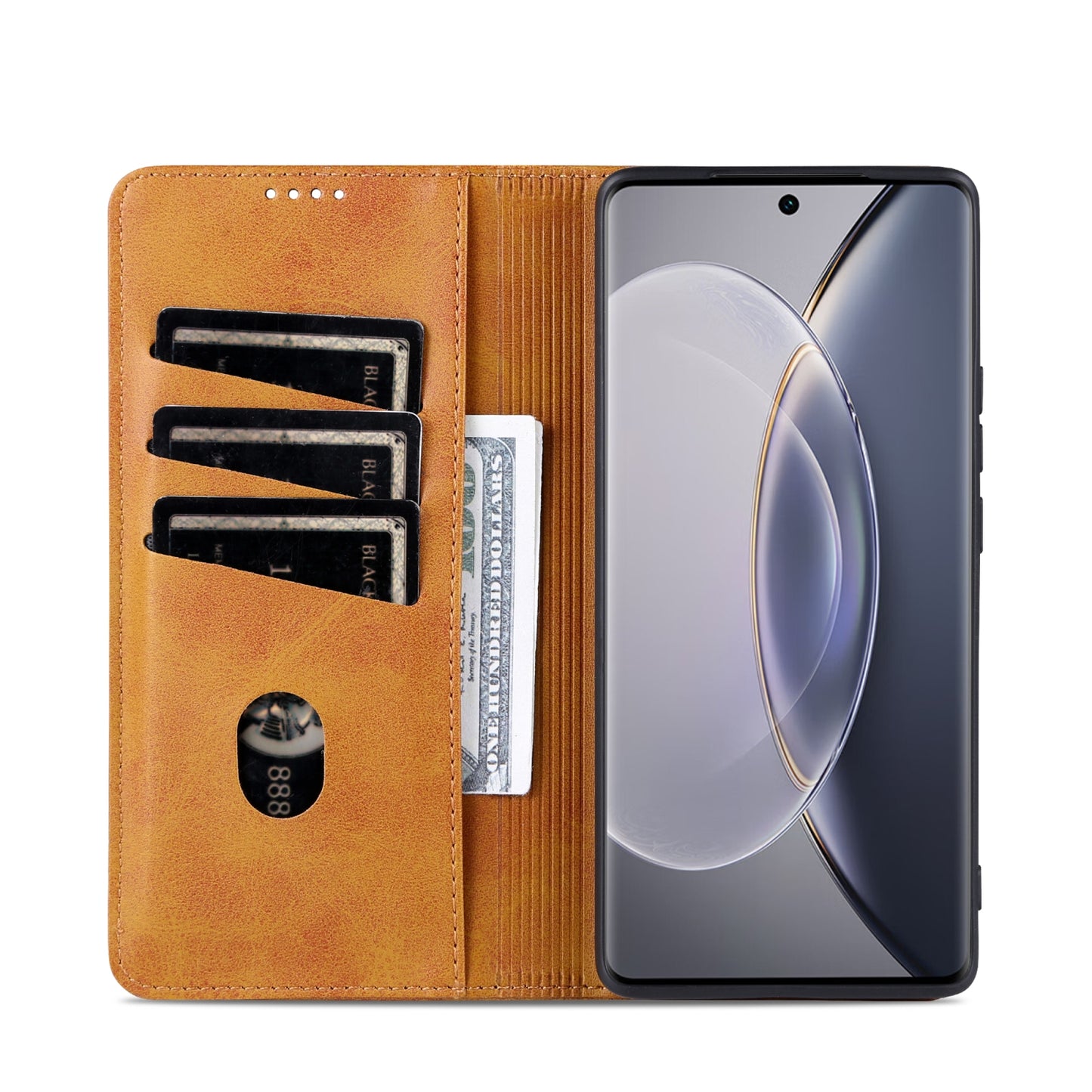 Vivo X90 Pro Leather Wallet Case with Card Holder & Magnetic Closure