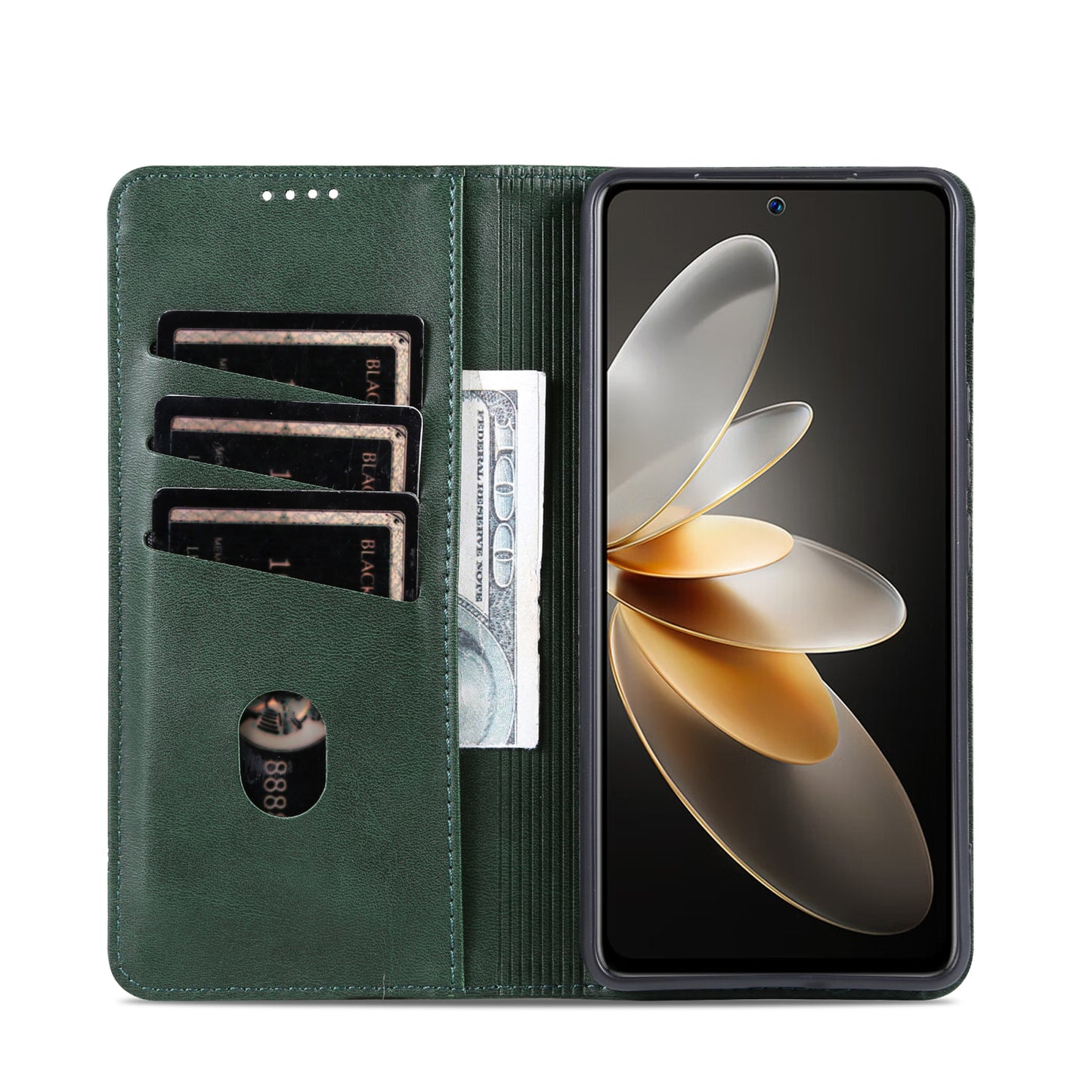 Vivo S16e Leather Wallet Case with Card Holder & Magnetic Closure