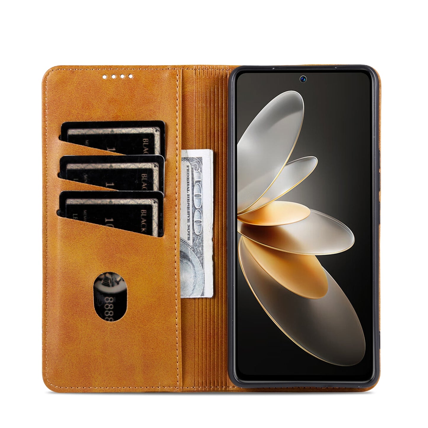 Vivo S16e Leather Wallet Case with Card Holder & Magnetic Closure