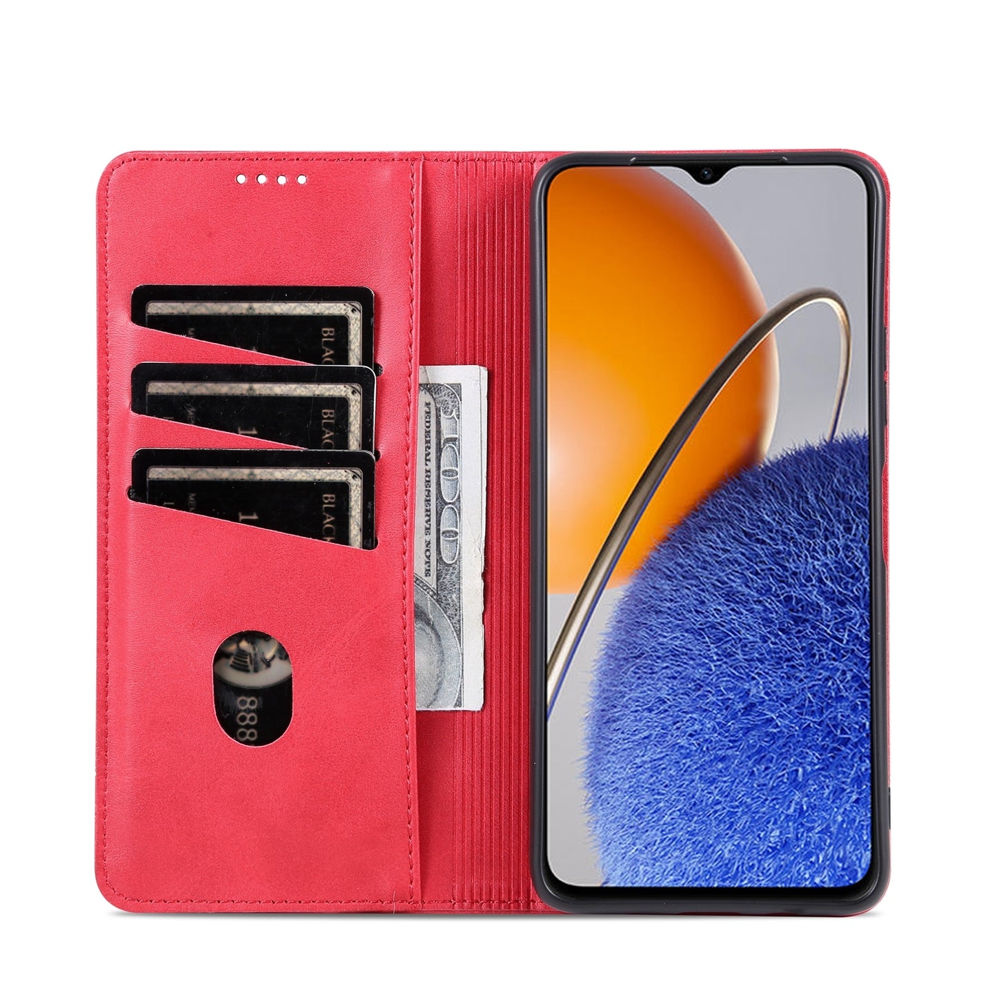 Huawei Enjoy 50z Leather Wallet Case with Card Holder & Magnetic Closure