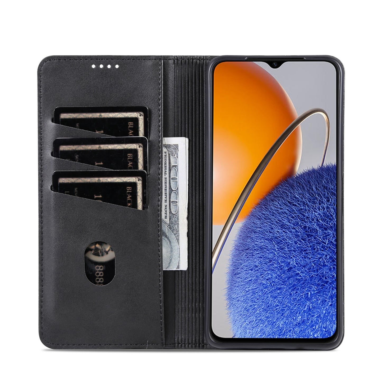 Huawei Enjoy 50z Leather Wallet Case with Card Holder & Magnetic Closure