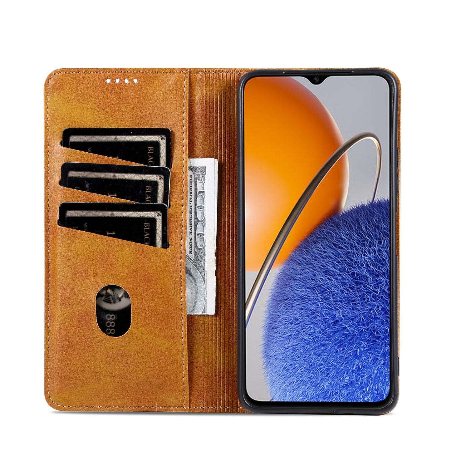 Huawei Enjoy 50z Leather Wallet Case with Card Holder & Magnetic Closure