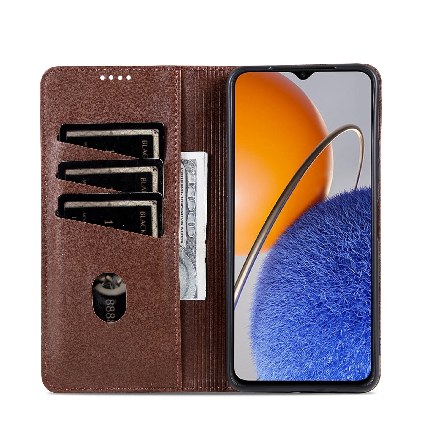 Huawei Enjoy 50z Leather Wallet Case with Card Holder & Magnetic Closure