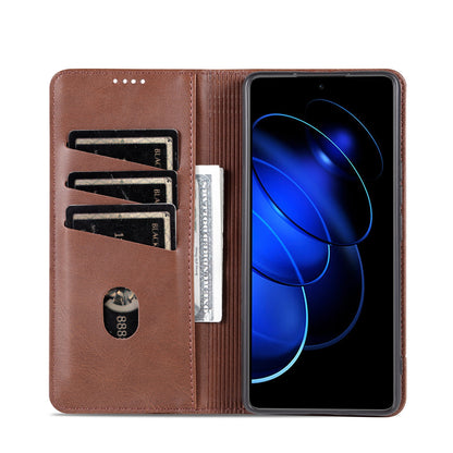 Honor 80 GT Leather Wallet Case with Card Holder & Magnetic Closure