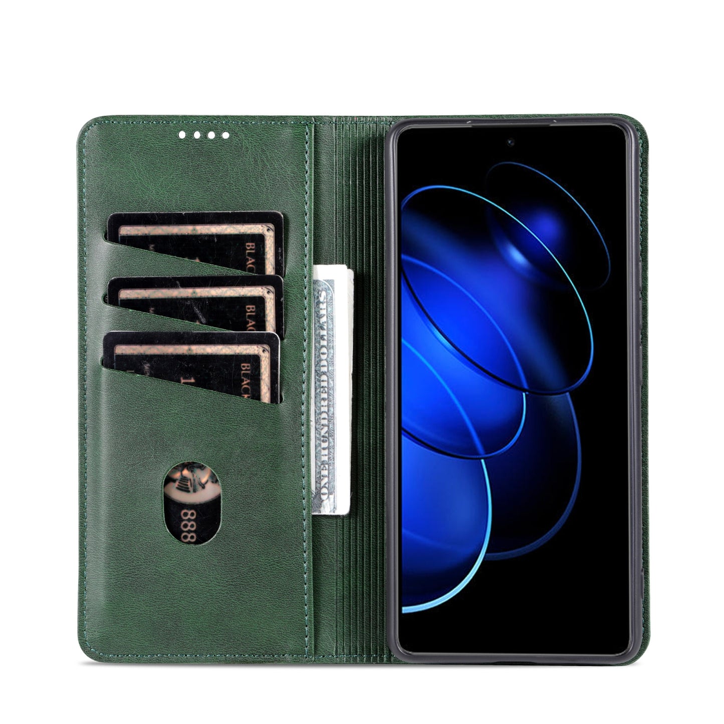 Honor 80 GT Leather Wallet Case with Card Holder & Magnetic Closure