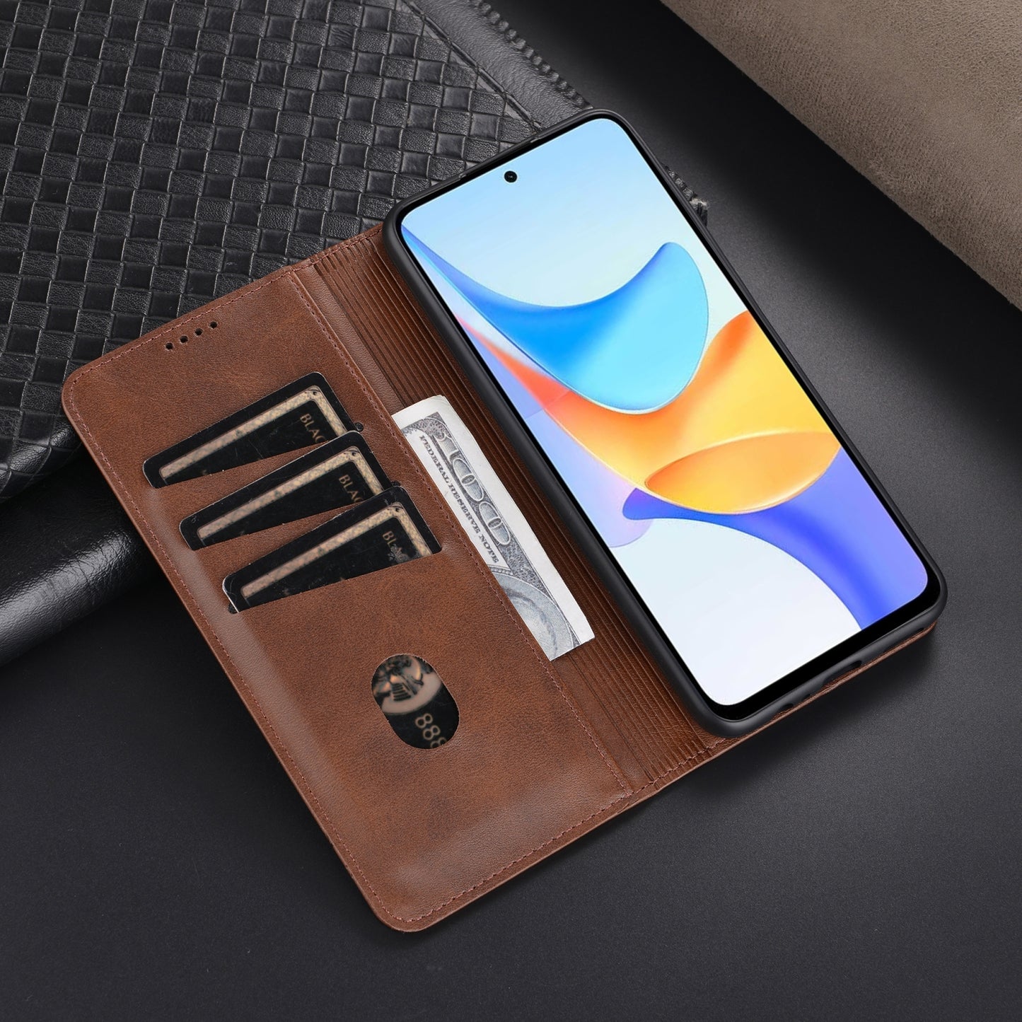 Honor Play 50 Plus Leather Wallet Case with Card Holder & Magnetic Closure