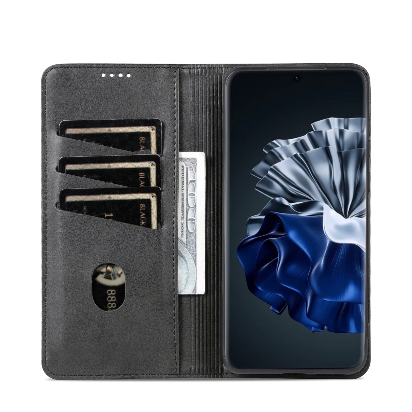 Huawei P60/P60 Pro Leather Wallet Case with Card Holder & Magnetic Closure