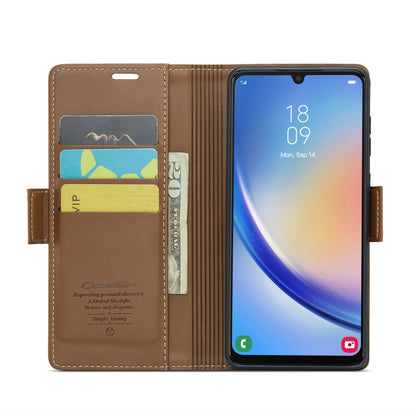 Samsung Galaxy A34 5G Case - RFID Anti-Theft Litchi Leather, Butterfly Buckle, Card Slot