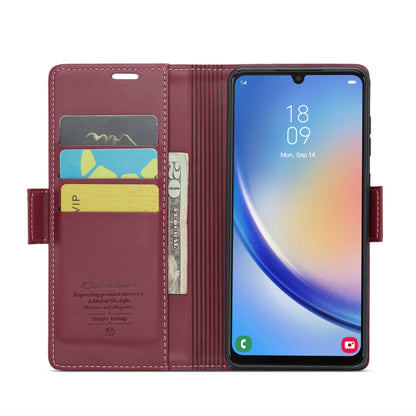 Samsung Galaxy A34 5G Case - RFID Anti-Theft Litchi Leather, Butterfly Buckle, Card Slot