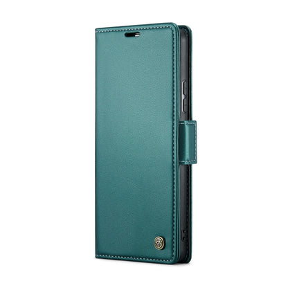 Samsung Galaxy A34 5G Case - RFID Anti-Theft Litchi Leather, Butterfly Buckle, Card Slot