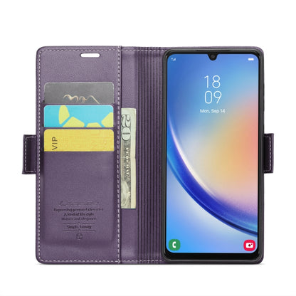 Samsung Galaxy A34 5G Case - RFID Anti-Theft Litchi Leather, Butterfly Buckle, Card Slot