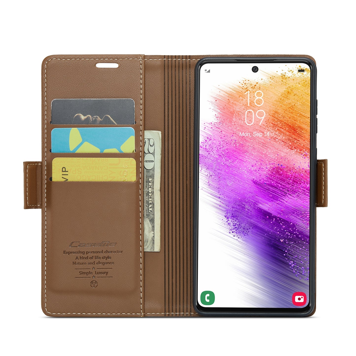 Samsung Galaxy A73 5G Leather Case - RFID Anti-Theft Litchi Texture with Butterfly Buckle, Card Slot, Wallet, Stand Feature