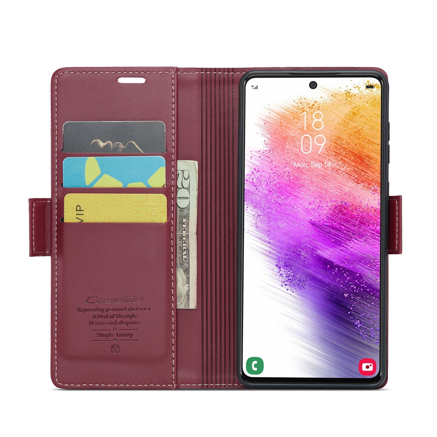 Samsung Galaxy A73 5G Leather Case - RFID Anti-Theft Litchi Texture with Butterfly Buckle, Card Slot, Wallet, Stand Feature