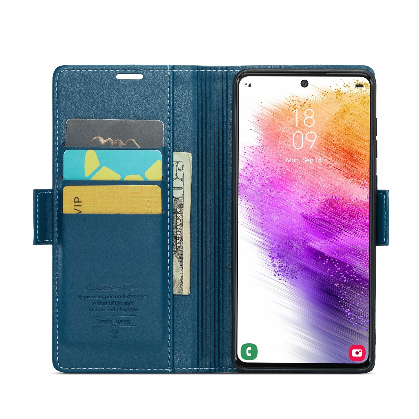 Samsung Galaxy A73 5G Leather Case - RFID Anti-Theft Litchi Texture with Butterfly Buckle, Card Slot, Wallet, Stand Feature