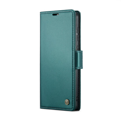 Samsung Galaxy A73 5G Leather Case - RFID Anti-Theft Litchi Texture with Butterfly Buckle, Card Slot, Wallet, Stand Feature