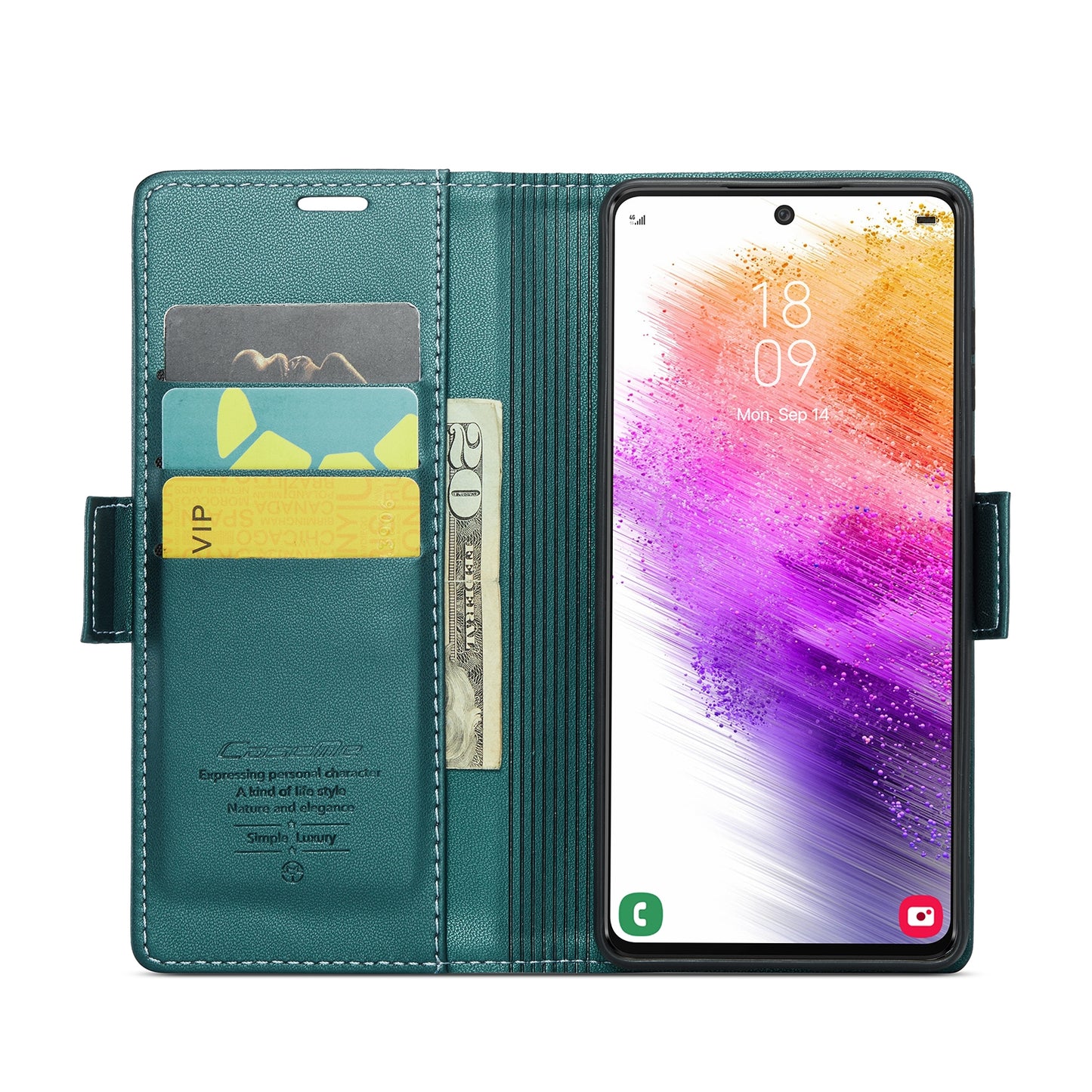 Samsung Galaxy A73 5G Leather Case - RFID Anti-Theft Litchi Texture with Butterfly Buckle, Card Slot, Wallet, Stand Feature