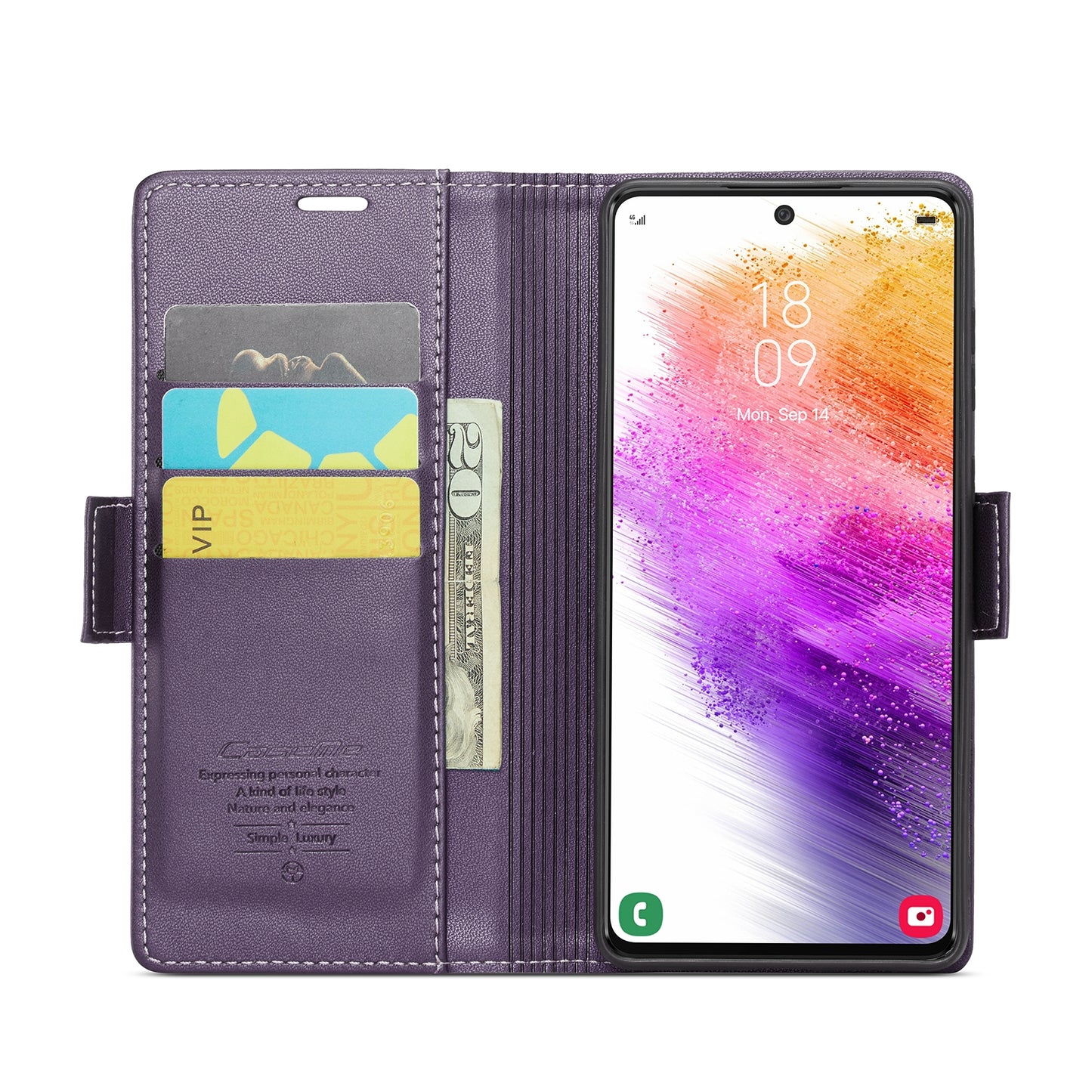 Samsung Galaxy A73 5G Leather Case - RFID Anti-Theft Litchi Texture with Butterfly Buckle, Card Slot, Wallet, Stand Feature