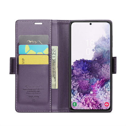 Samsung Galaxy S20 Leather Case - RFID Anti-Theft, Butterfly Buckle, Card Slot, Stand, Litchi Texture