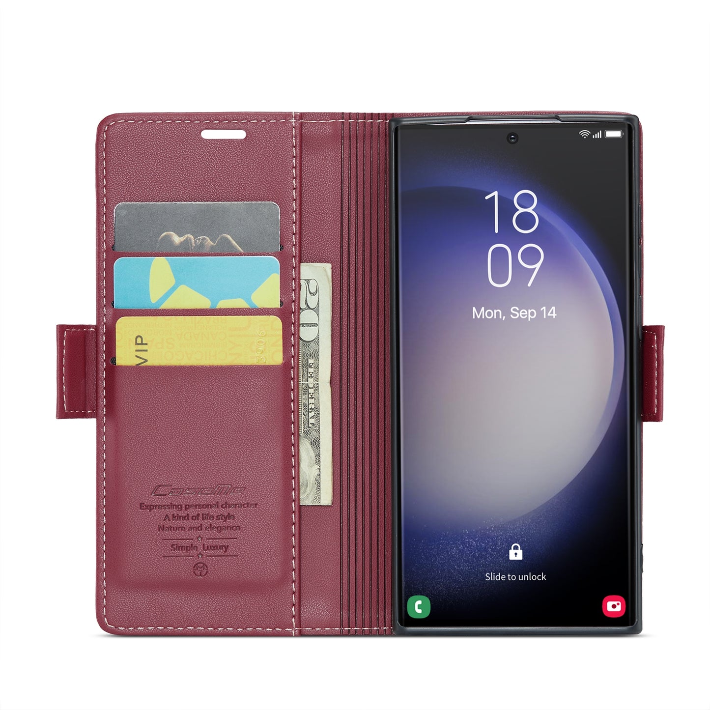 Samsung Galaxy S23 Ultra 5G Case - RFID Leather Wallet with Stand, Card Slot & Litchi Texture