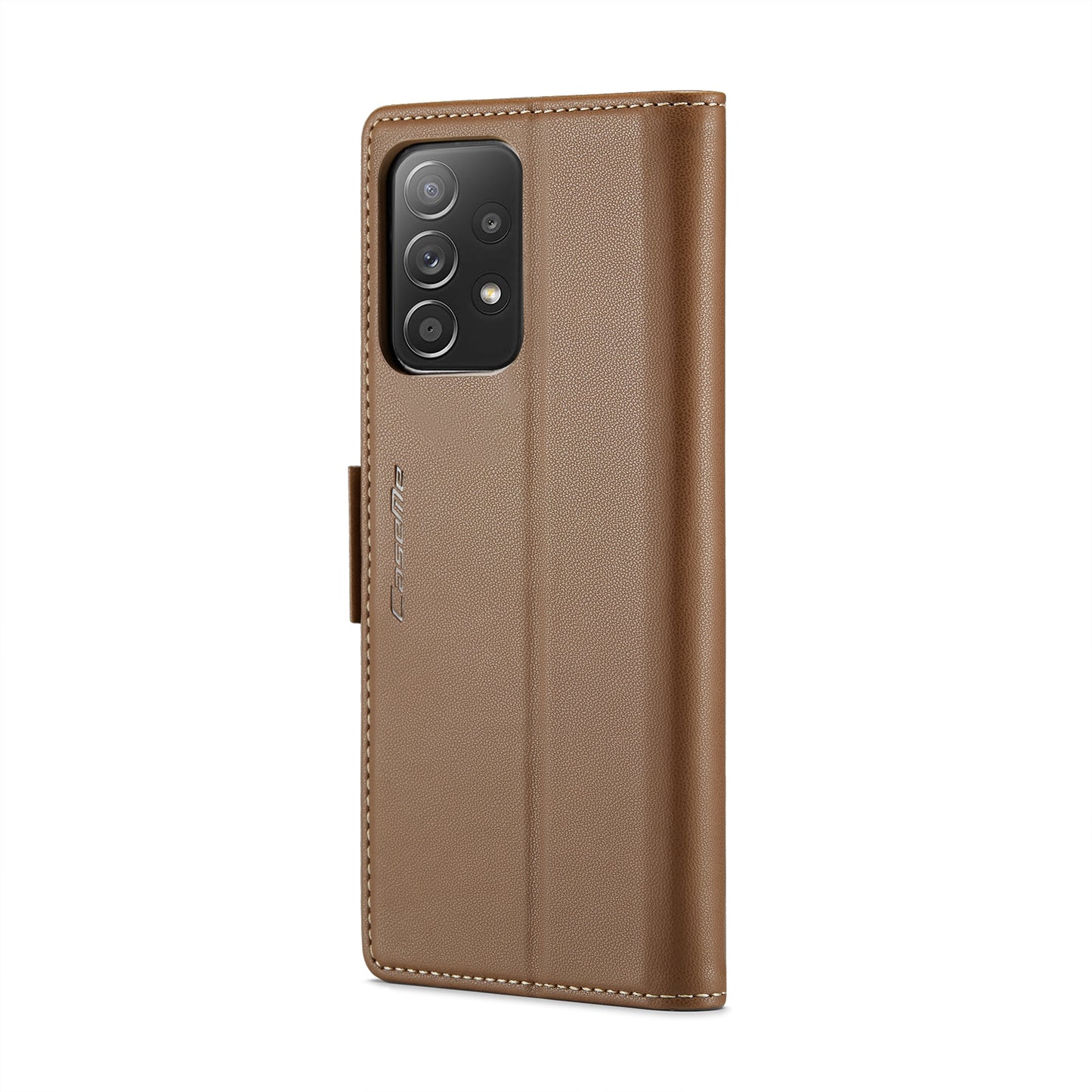 Samsung Galaxy A52/A52s 5G Case - RFID Anti-Theft Leather with Butterfly Buckle, Card Slot, Stand - Litchi Texture