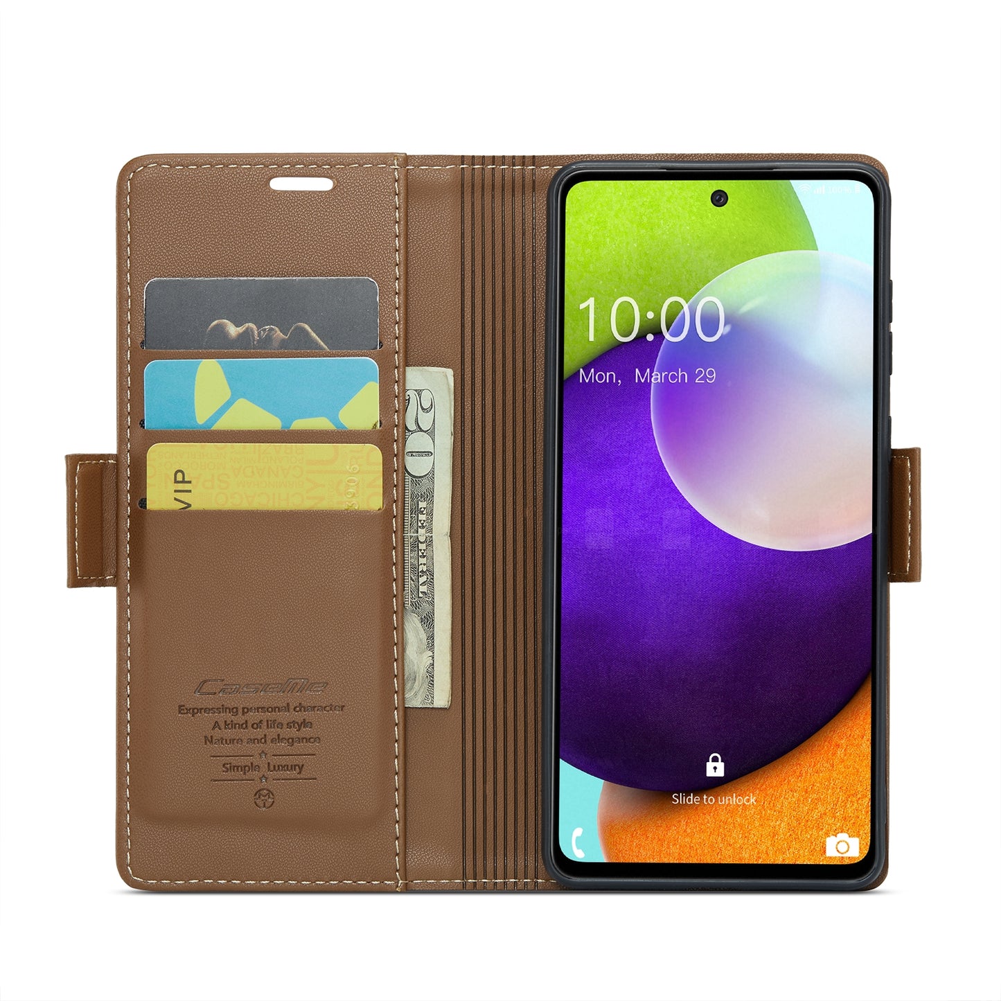 Samsung Galaxy A52/A52s 5G Case - RFID Anti-Theft Leather with Butterfly Buckle, Card Slot, Stand - Litchi Texture