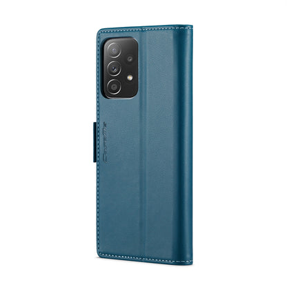 Samsung Galaxy A52/A52s 5G Case - RFID Anti-Theft Leather with Butterfly Buckle, Card Slot, Stand - Litchi Texture