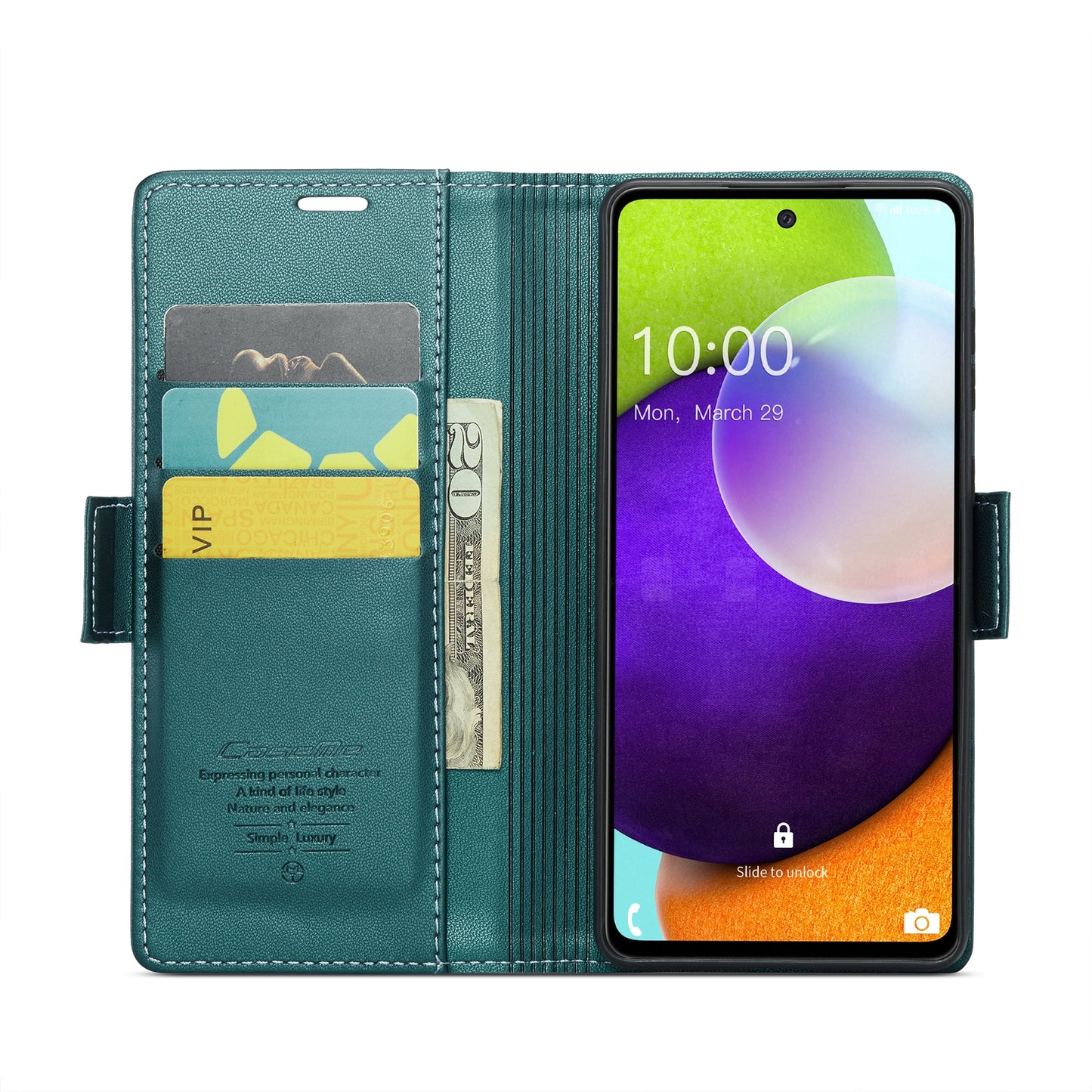 Samsung Galaxy A52/A52s 5G Case - RFID Anti-Theft Leather with Butterfly Buckle, Card Slot, Stand - Litchi Texture