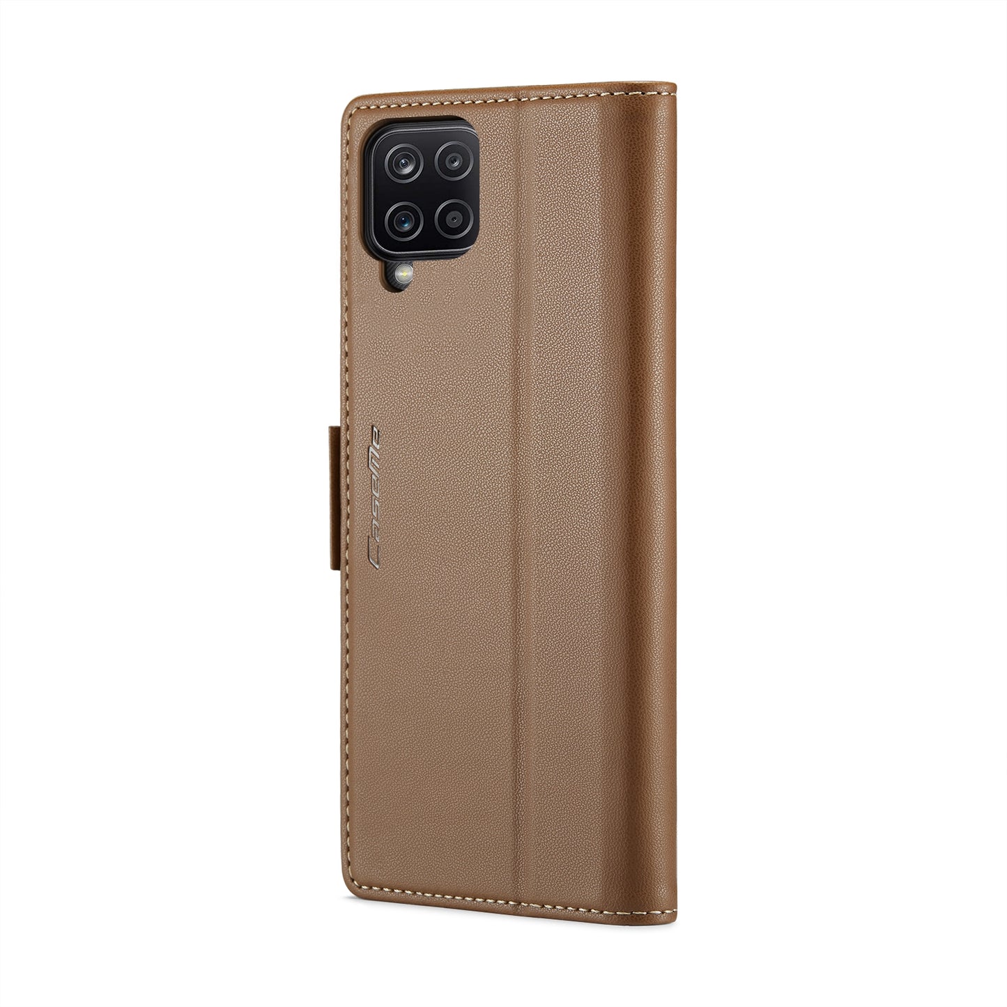 Samsung Galaxy A12 5G Case - RFID Anti-Theft, Butterfly Buckle, Card Slot, Litchi Texture Leather