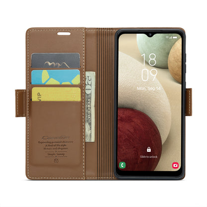 Samsung Galaxy A12 5G Case - RFID Anti-Theft, Butterfly Buckle, Card Slot, Litchi Texture Leather