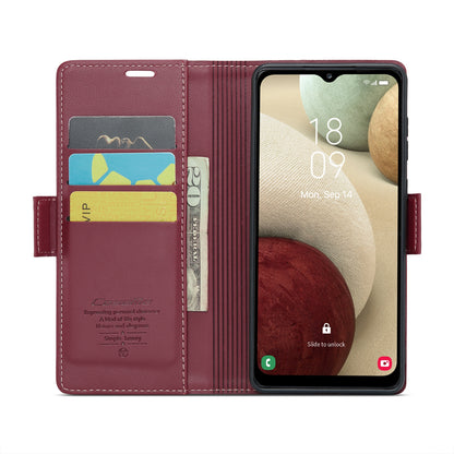 Samsung Galaxy A12 5G Case - RFID Anti-Theft, Butterfly Buckle, Card Slot, Litchi Texture Leather