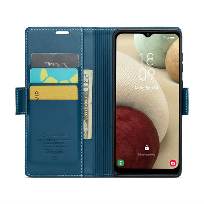 Samsung Galaxy A12 5G Case - RFID Anti-Theft, Butterfly Buckle, Card Slot, Litchi Texture Leather