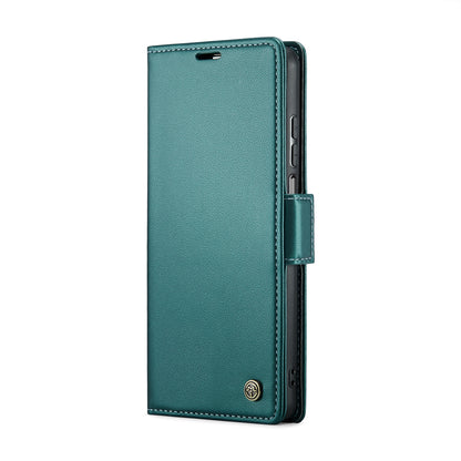 Samsung Galaxy A12 5G Case - RFID Anti-Theft, Butterfly Buckle, Card Slot, Litchi Texture Leather