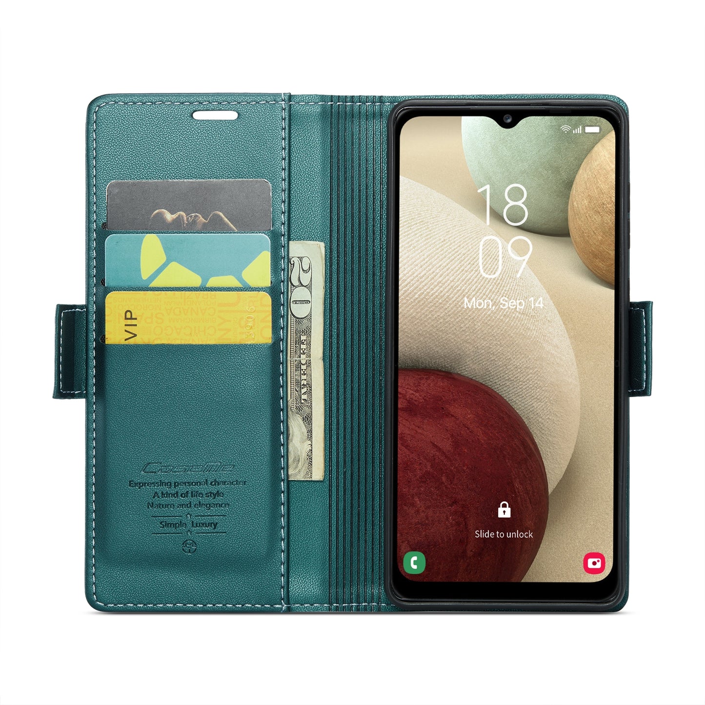 Samsung Galaxy A12 5G Case - RFID Anti-Theft, Butterfly Buckle, Card Slot, Litchi Texture Leather