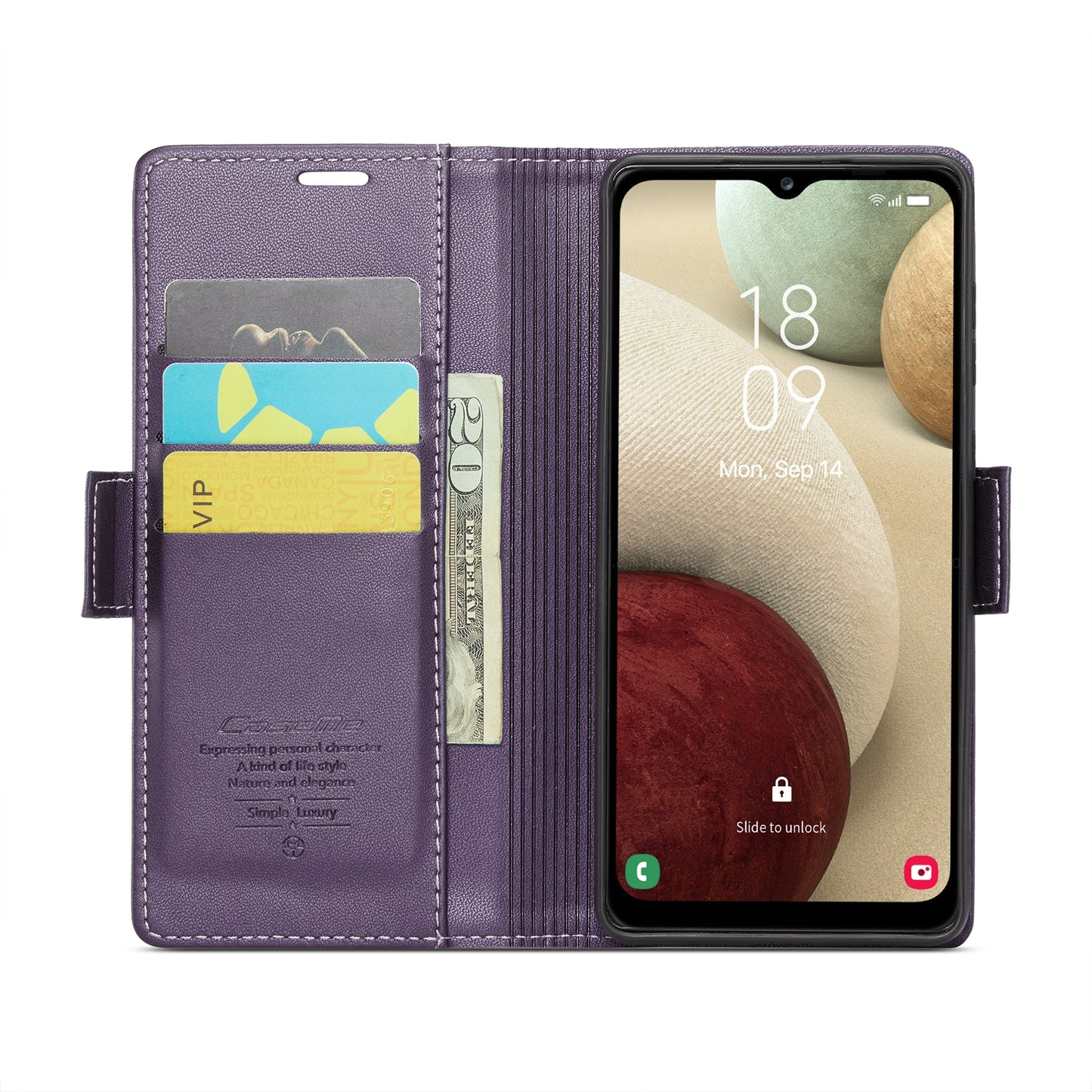 Samsung Galaxy A12 5G Case - RFID Anti-Theft, Butterfly Buckle, Card Slot, Litchi Texture Leather