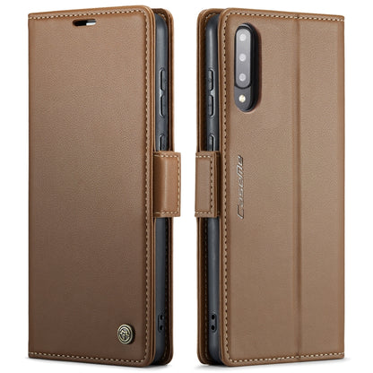 Samsung Galaxy A30s/A50s/A50 RFID Leather Case - Litchi Texture with Card Slot & Stand