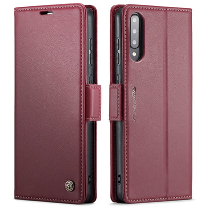 Samsung Galaxy A30s/A50s/A50 RFID Leather Case - Litchi Texture with Card Slot & Stand