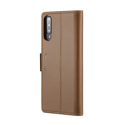 Samsung Galaxy A70/A70s RFID Leather Case - Litchi Texture with Card Slot & Stand