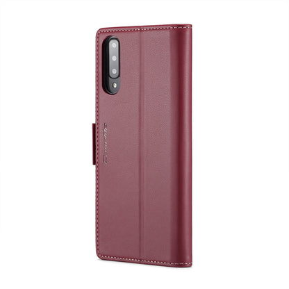 Samsung Galaxy A70/A70s RFID Leather Case - Litchi Texture with Card Slot & Stand