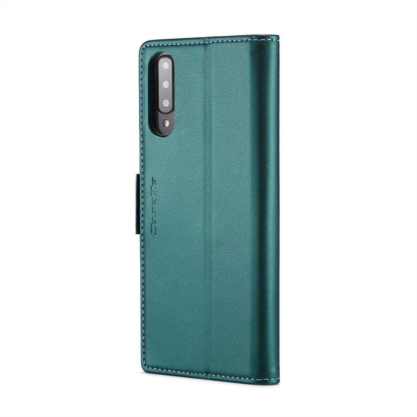 Samsung Galaxy A70/A70s RFID Leather Case - Litchi Texture with Card Slot & Stand