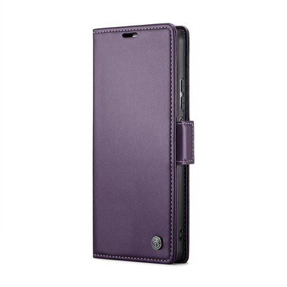 Samsung Galaxy A72 Case - RFID Blocking Litchi Leather Wallet with Stand & Card Slot