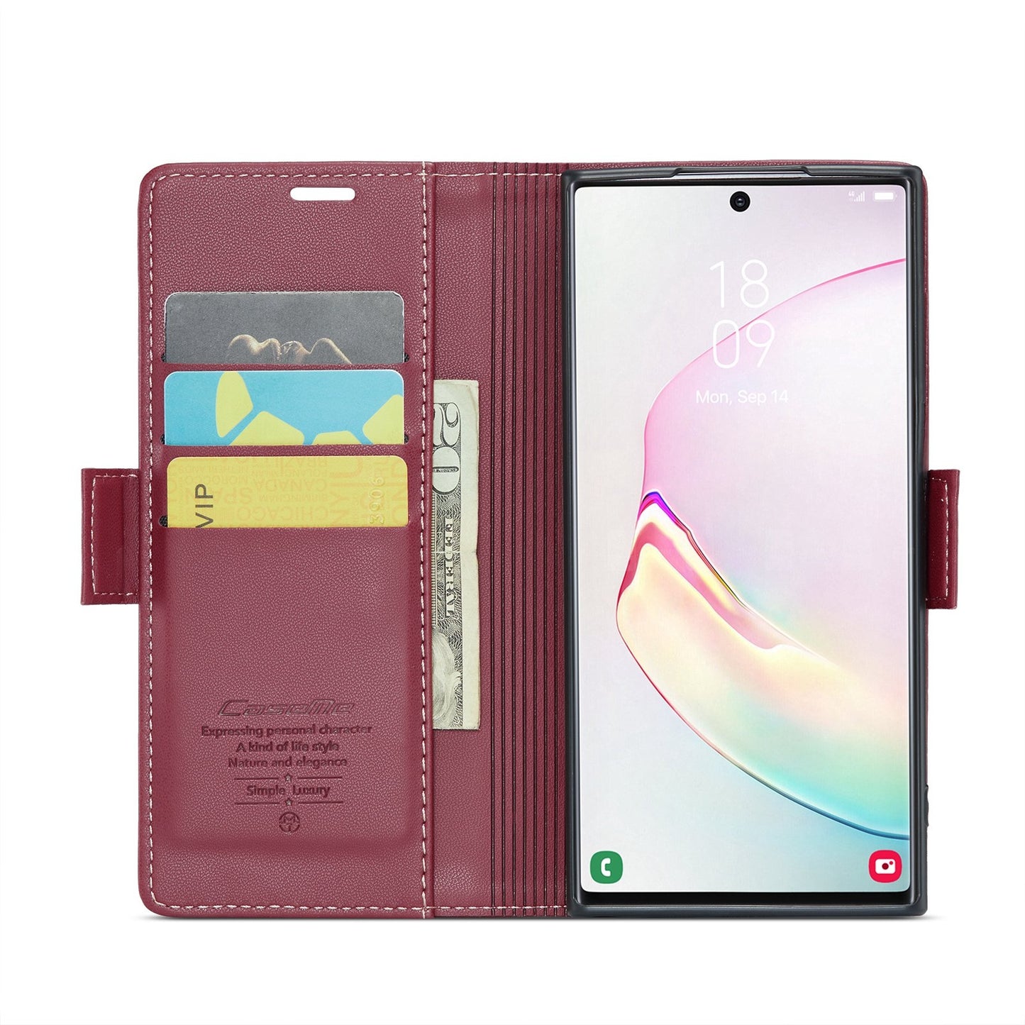 Samsung Galaxy Note10+ RFID Leather Case - Litchi Texture with Card Slot & Stand