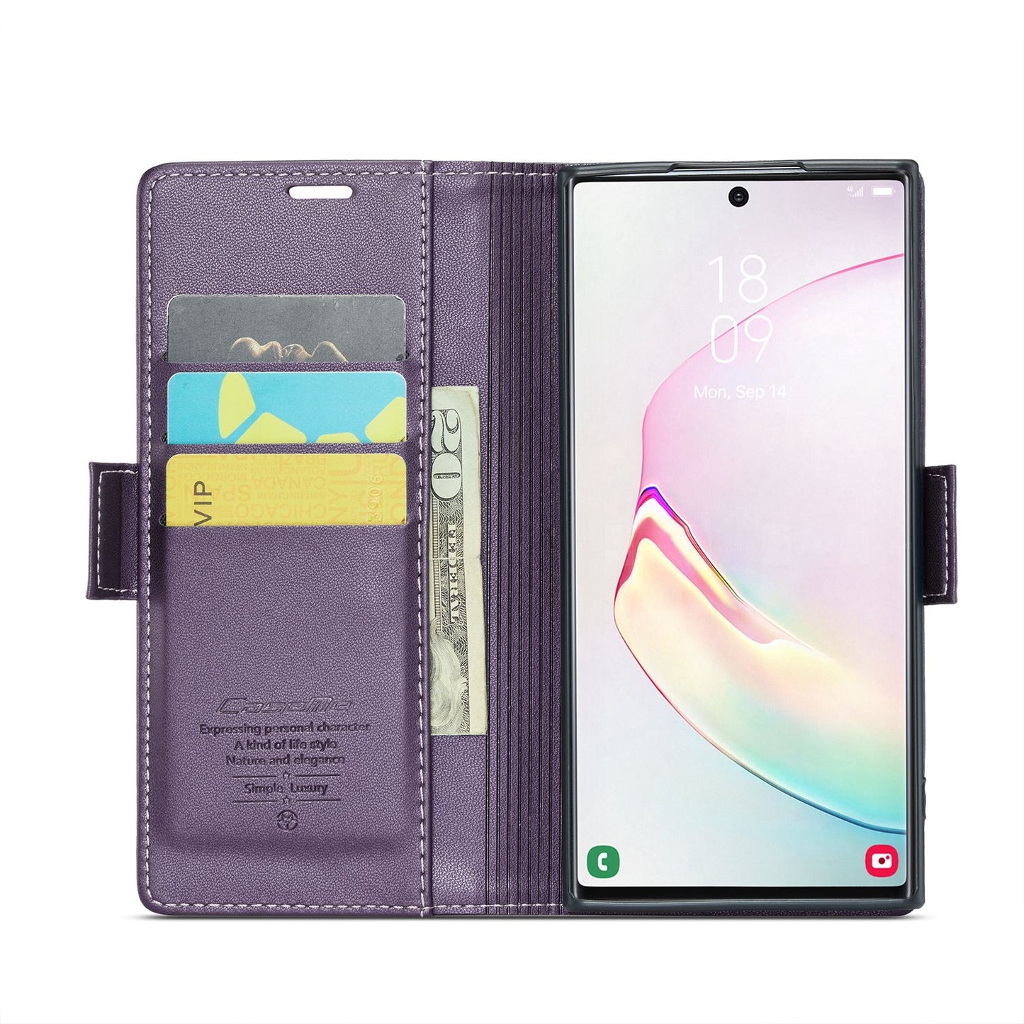 Samsung Galaxy Note10+ RFID Leather Case - Litchi Texture with Card Slot & Stand