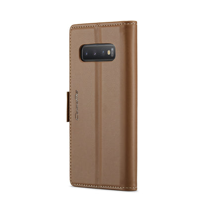 Samsung Galaxy S10 Leather Case - RFID Anti-Theft, Card Slot, Stand, Butterfly Buckle, Litchi Texture