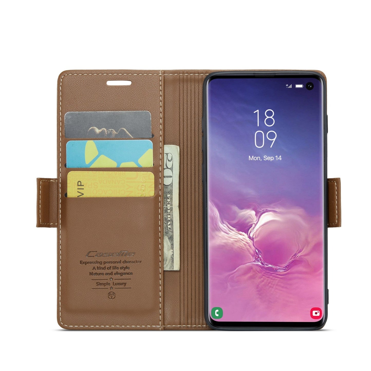 Samsung Galaxy S10 Leather Case - RFID Anti-Theft, Card Slot, Stand, Butterfly Buckle, Litchi Texture