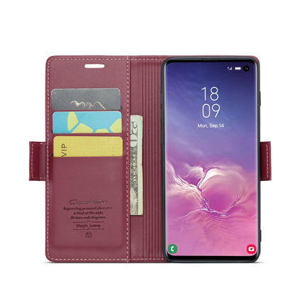 Samsung Galaxy S10 Leather Case - RFID Anti-Theft, Card Slot, Stand, Butterfly Buckle, Litchi Texture