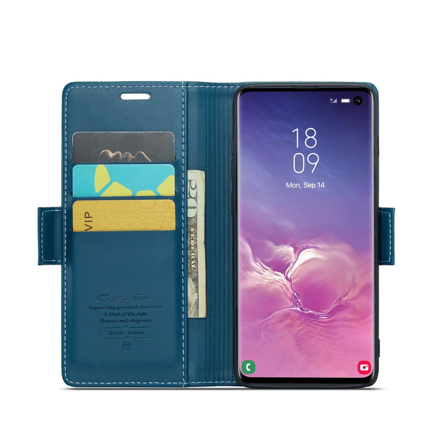 Samsung Galaxy S10 Leather Case - RFID Anti-Theft, Card Slot, Stand, Butterfly Buckle, Litchi Texture