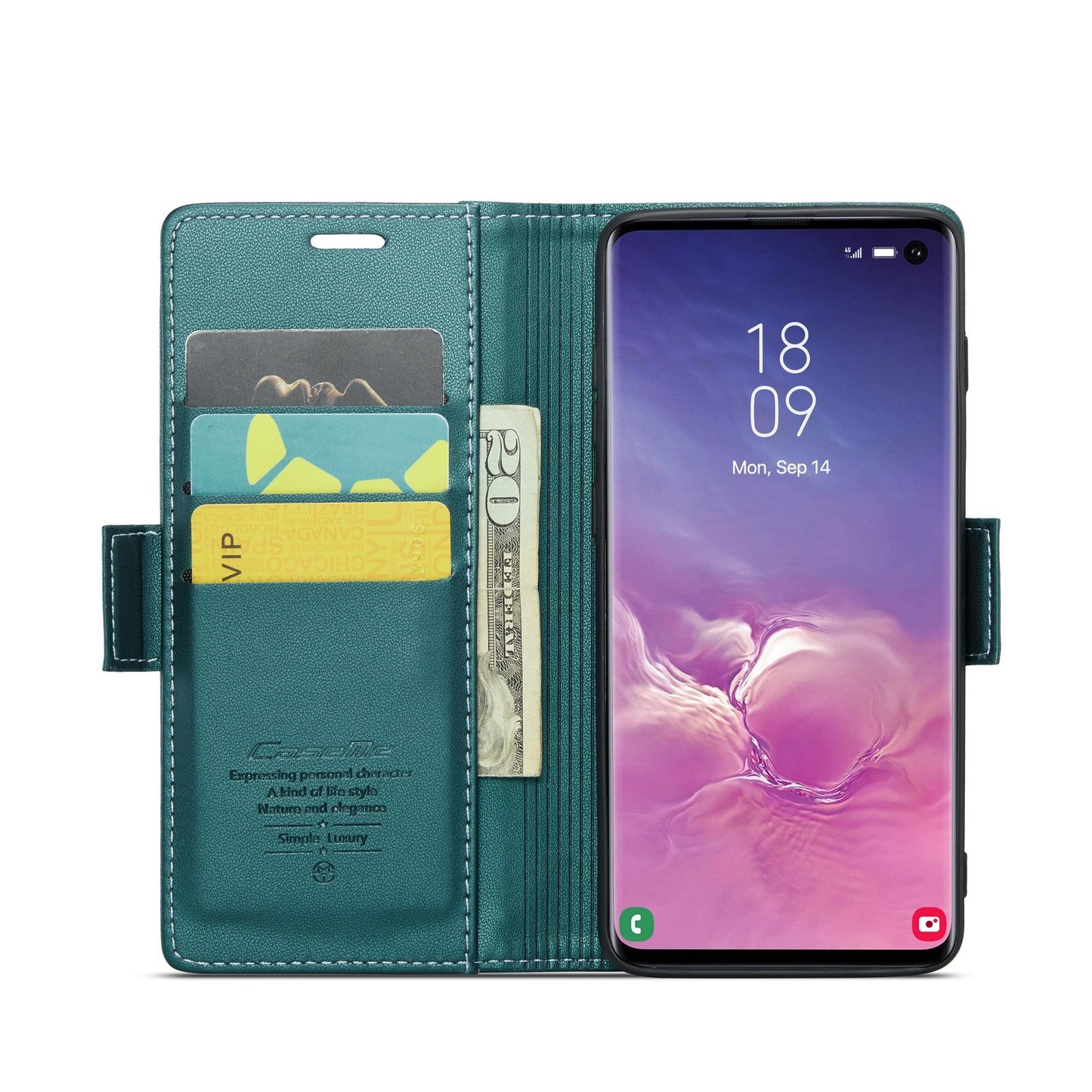 Samsung Galaxy S10 Leather Case - RFID Anti-Theft, Card Slot, Stand, Butterfly Buckle, Litchi Texture